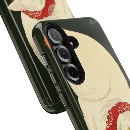 Taisho Era Lucky White Cat Phone Case | 1921 Japanese Woodblock Art | Zen Cat Design