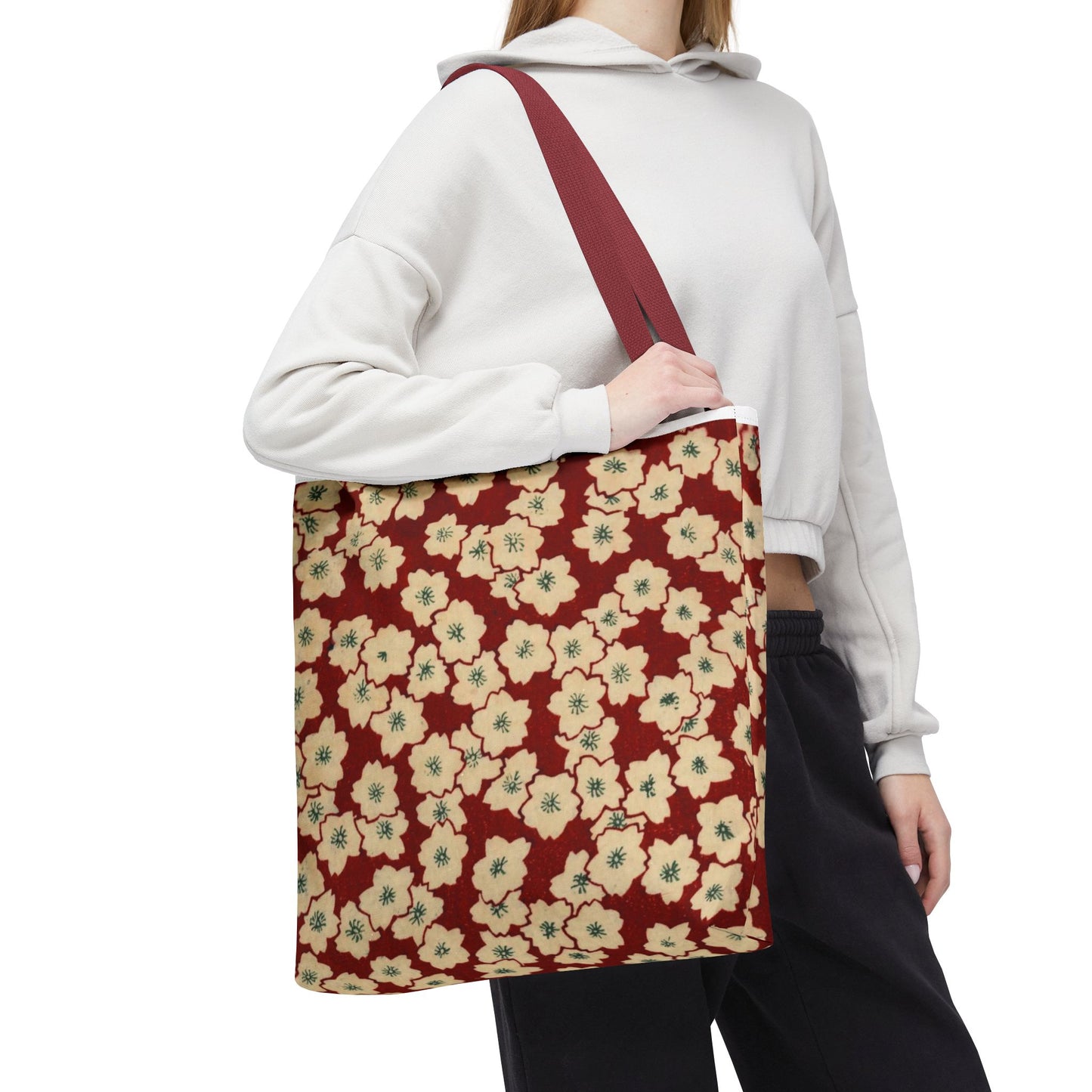 Japanese Sakura Tote Bag - Taisho Era Chiyogami Washi Pattern Vintage Design