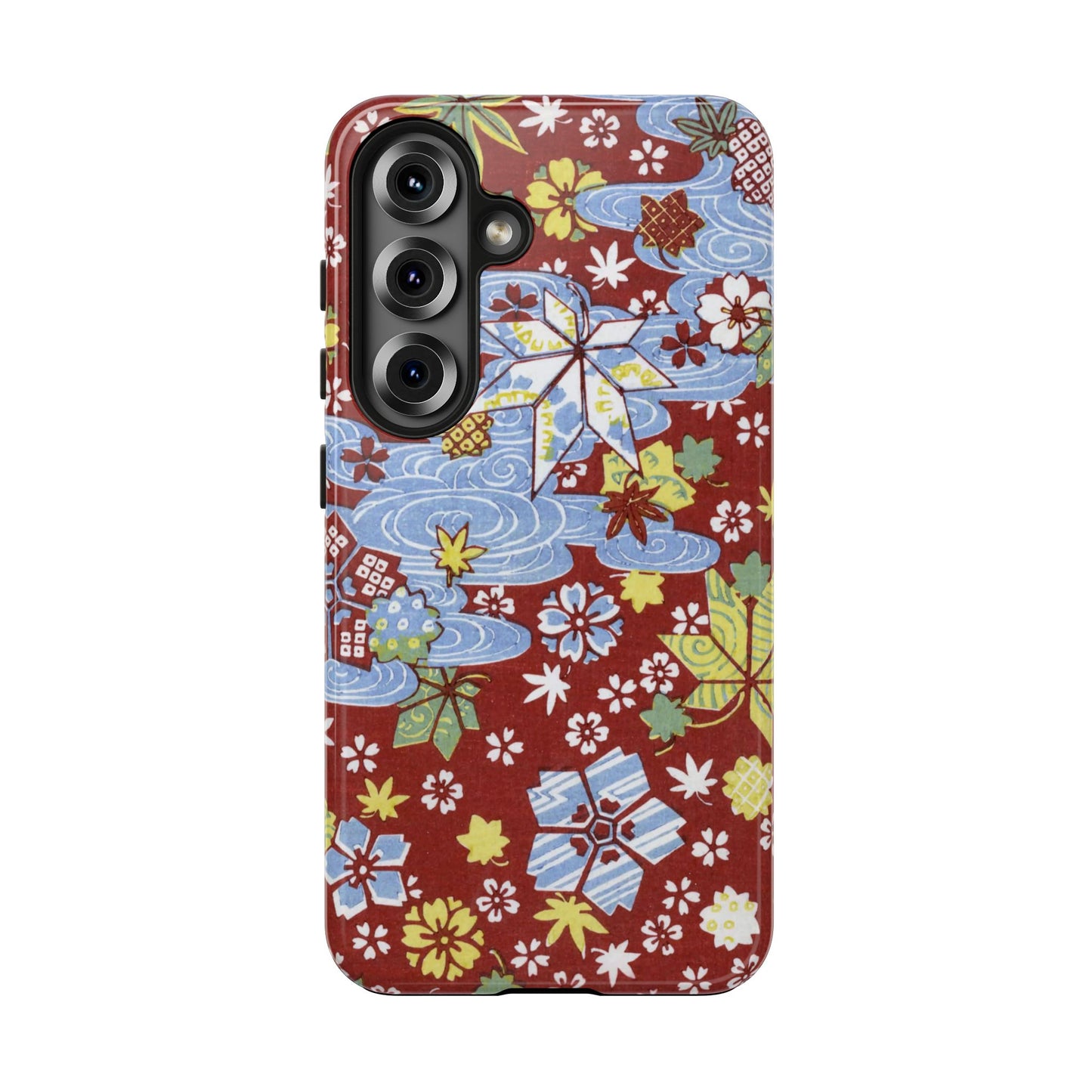Taisho Umbrella Tales | 1926 Sakura, Momiji & Flowing Water Phone Case | Vintage Chiyogami Art