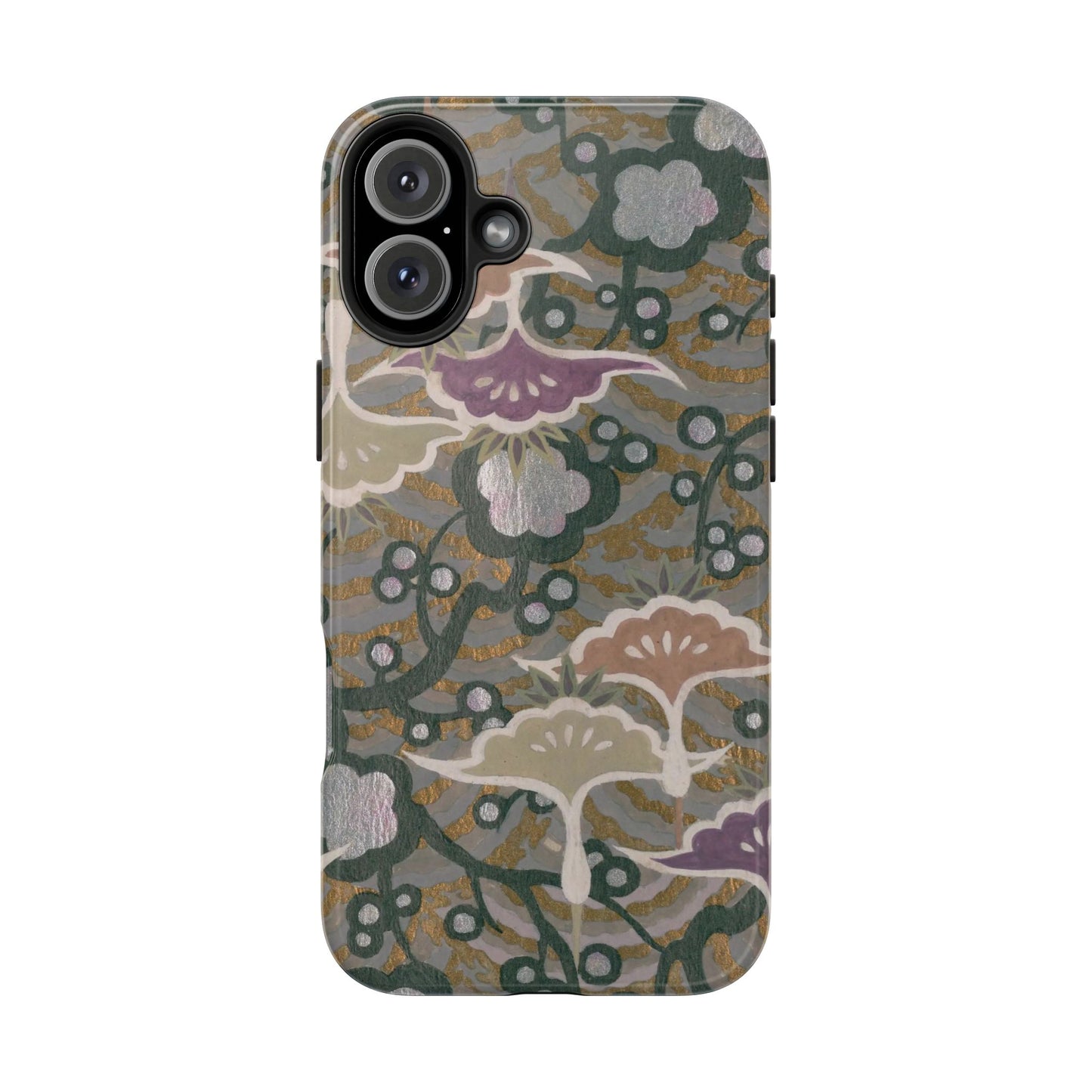 Meiji Era Dancing Cranes & Plum Phone Case | 1901 Zuan Hyakushu | Gold & Silver Japanese Art