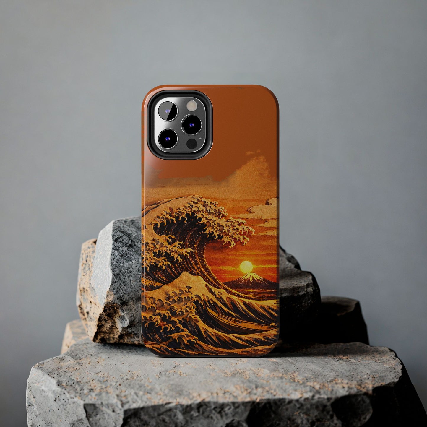 Japanese Great Wave Sunset Phone Case | Hokusai 3D Art Sunset Glow | Edo Era Masterpiece