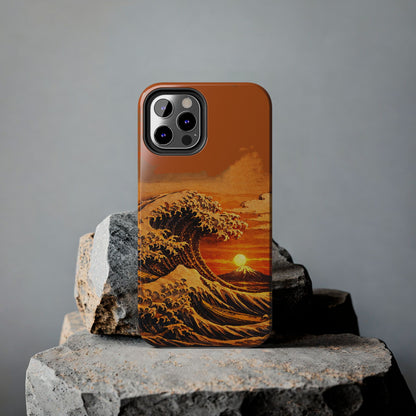 Japanese Great Wave Sunset Phone Case | Hokusai 3D Art Sunset Glow | Edo Era Masterpiece