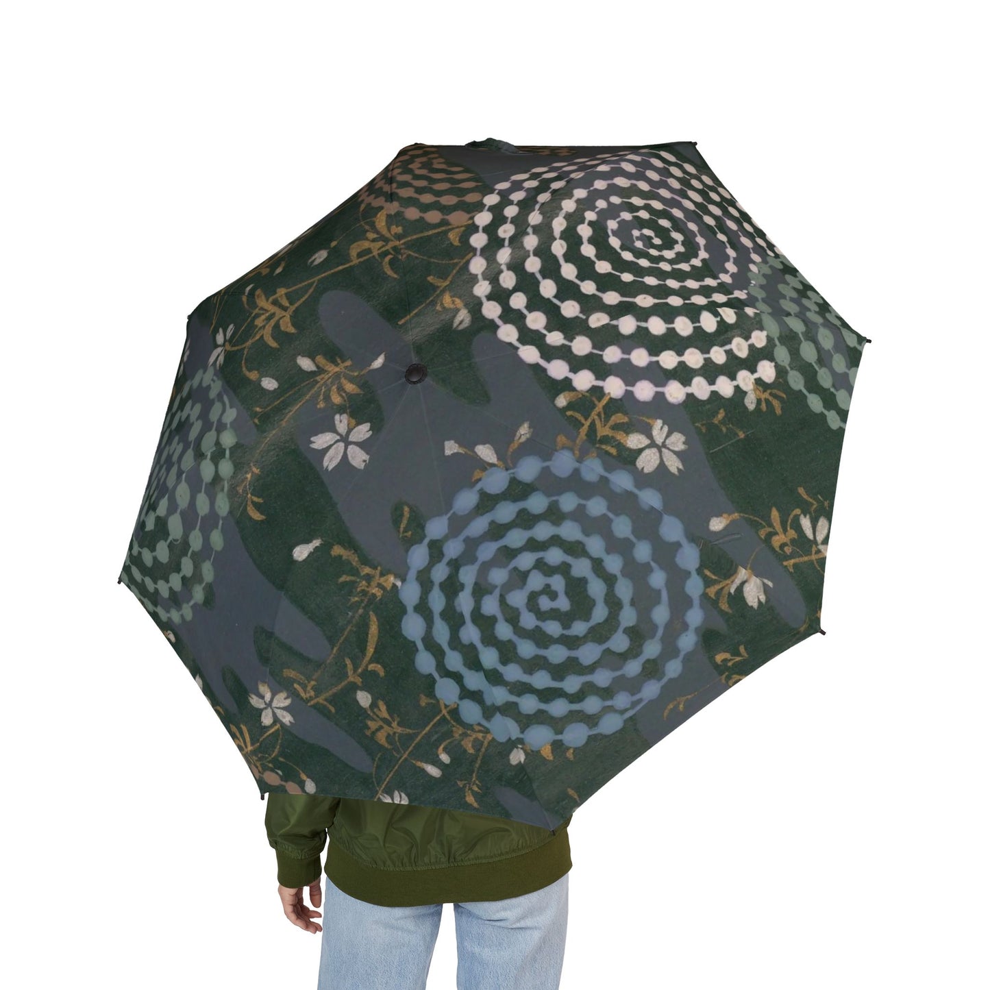 19th C. Archive "Zuan Hyakushu" Spiral Umbrella | Meiji Japanese Art 1901 | Tokiwa Green