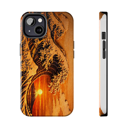 Golden Wave Tough Phone Case – Hokusai Sunset Japanese Art