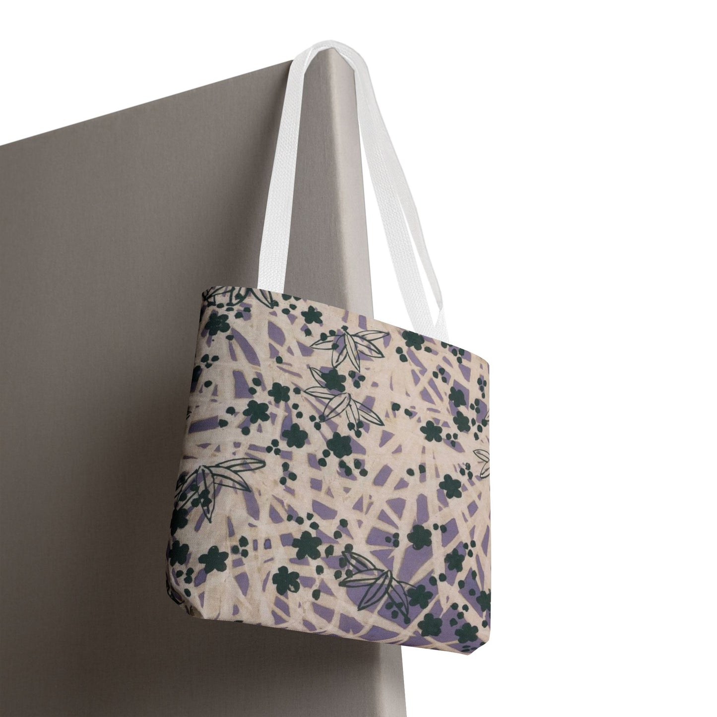 Meiji Era Bamboo & Flower Tote Bag | 1901 Zuan Hyakushu | Purple & Green Japanese Art
