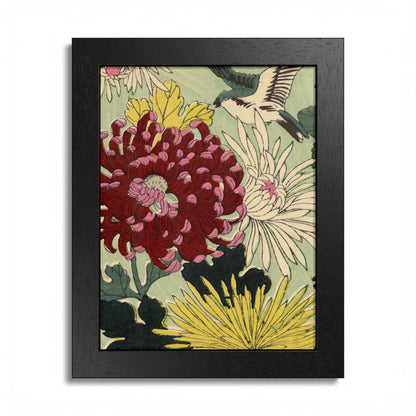 Chrysanthemum Japanese Chiyogami Framed Poster – Vintage 1924 Kikuo Hirose | Maru no Kagishippo