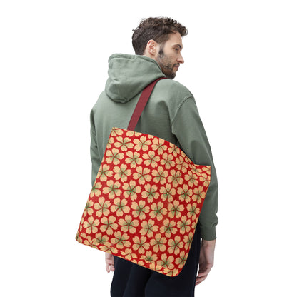 Meiji Era Sakura Blossom Tote Bag | "Chiyogami Mihon" Japanese Archive Art | Red & White Floral