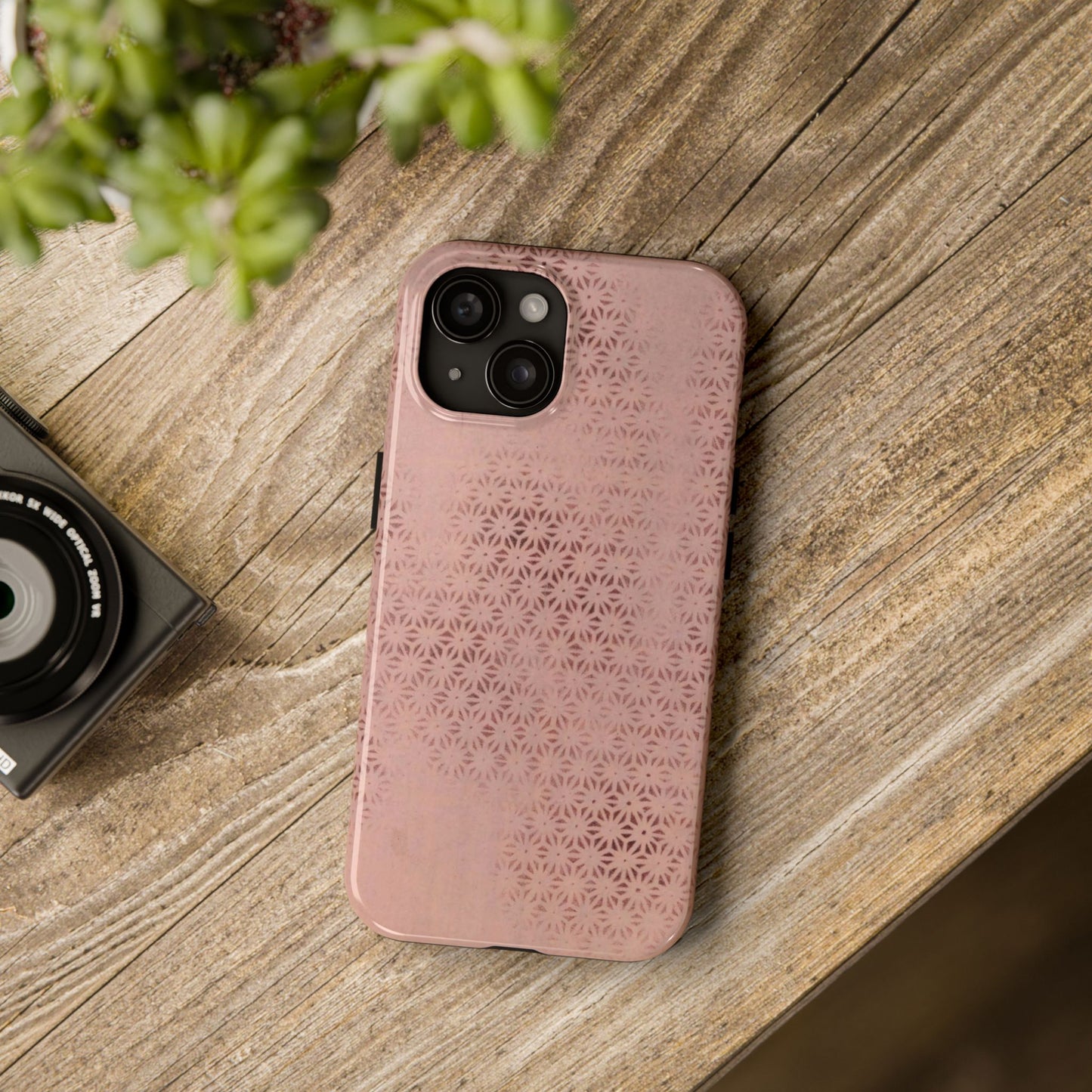 Taisho Era Pink Asanoha Phone Case | 1926 Japanese Chiyogami Art | Hemp Leaf Pattern