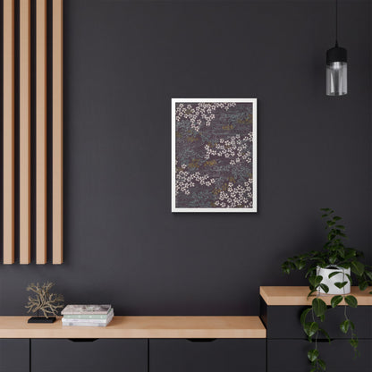 Antique Japanese Sakura River Framed Poster - Meiji Era Chiyogami Wall Art