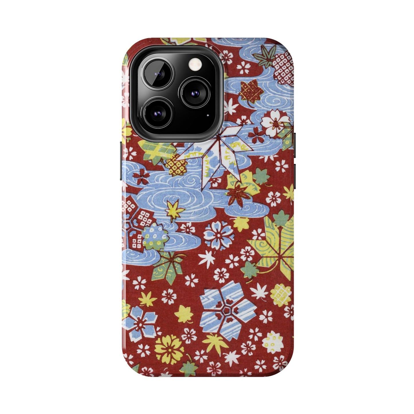 Taisho Umbrella Tales | 1926 Sakura, Momiji & Flowing Water Phone Case | Vintage Chiyogami Art