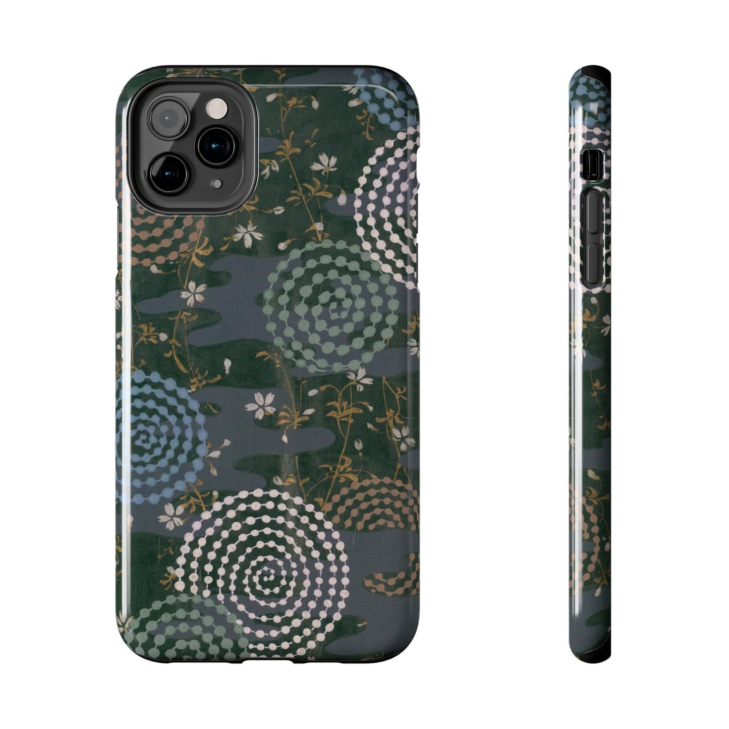 Meiji Era Uzumaki Spiral Phone Case | 1901 Zuan Hyakushu | Tokiwa Green Japanese Art