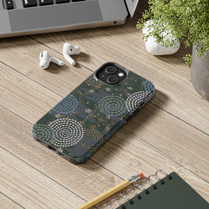 Meiji Era Uzumaki Spiral Phone Case | 1901 Zuan Hyakushu | Tokiwa Green Japanese Art
