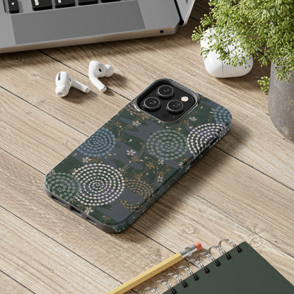 Meiji Era Uzumaki Spiral Phone Case | 1901 Zuan Hyakushu | Tokiwa Green Japanese Art