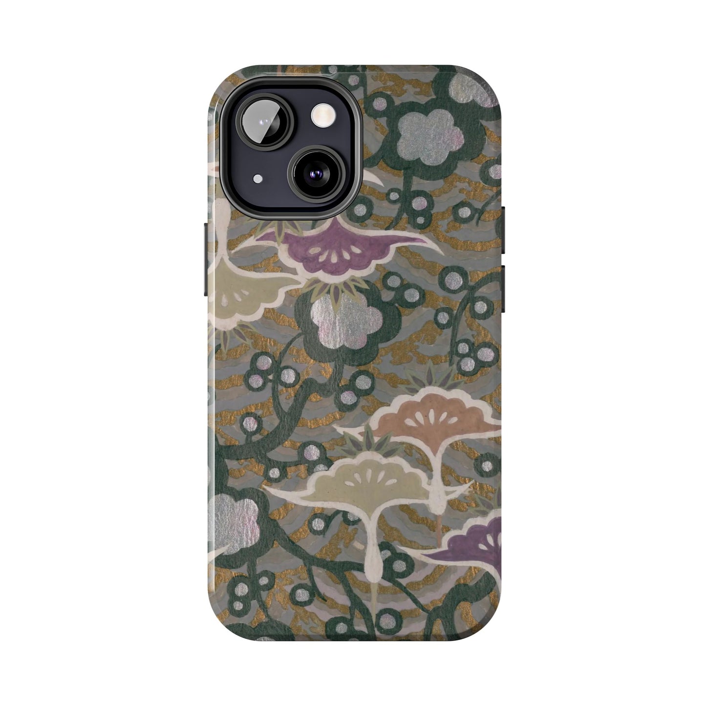 Meiji Era Dancing Cranes & Plum Phone Case | 1901 Zuan Hyakushu | Gold & Silver Japanese Art