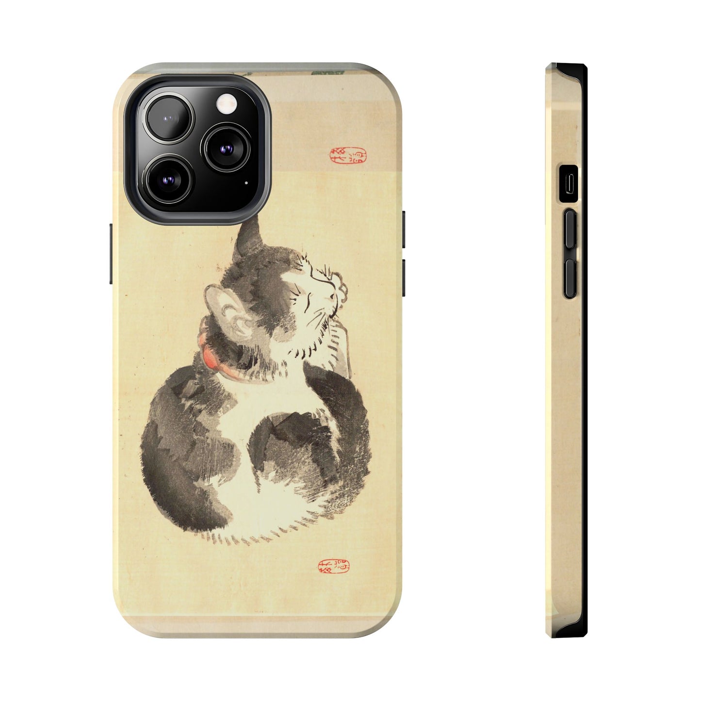 Sleeping Cat Japanese Art Phone Case | Meiji Era Bairei Kono Woodblock | Vintage Cat Illustration 1887