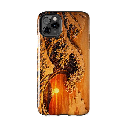 Golden Wave Tough Phone Case – Hokusai Sunset Japanese Art