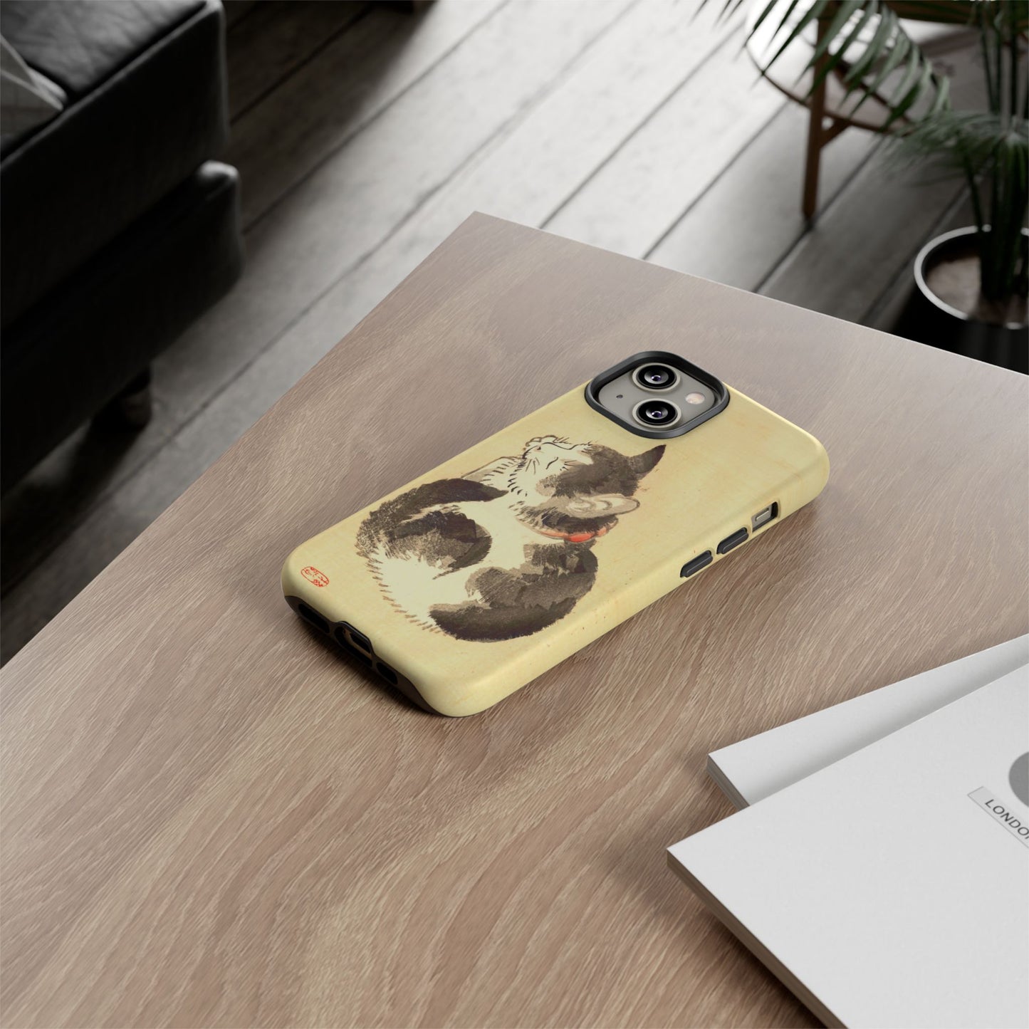 Sleeping Cat iPhone Case | Meiji Era Japanese Ink Painting | Ukiyo-e Art Phone Case | Vintage Japan Cat Gift