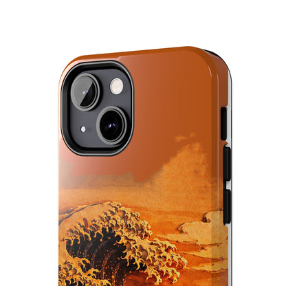 Japanese Great Wave Sunset Phone Case | Hokusai 3D Art Sunset Glow | Edo Era Masterpiece