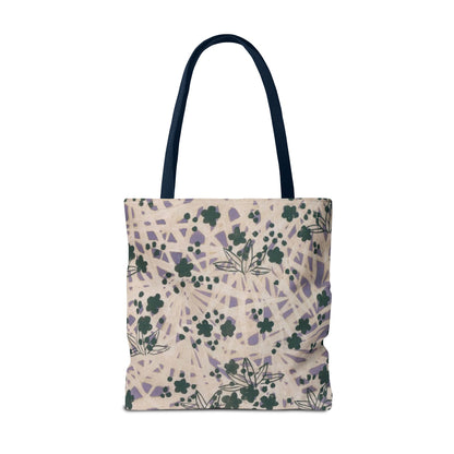 Meiji Era Bamboo & Flower Tote Bag | 1901 Zuan Hyakushu | Purple & Green Japanese Art