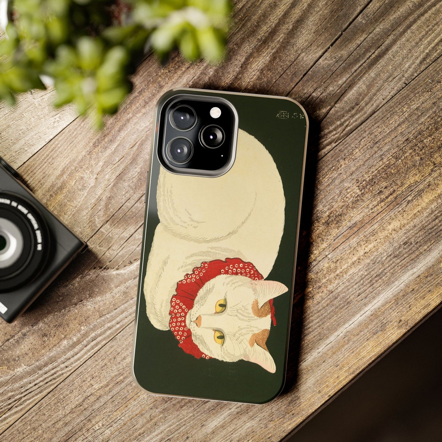 Taisho Era Lucky White Cat Phone Case | 1921 Japanese Woodblock Art | Zen Cat Design