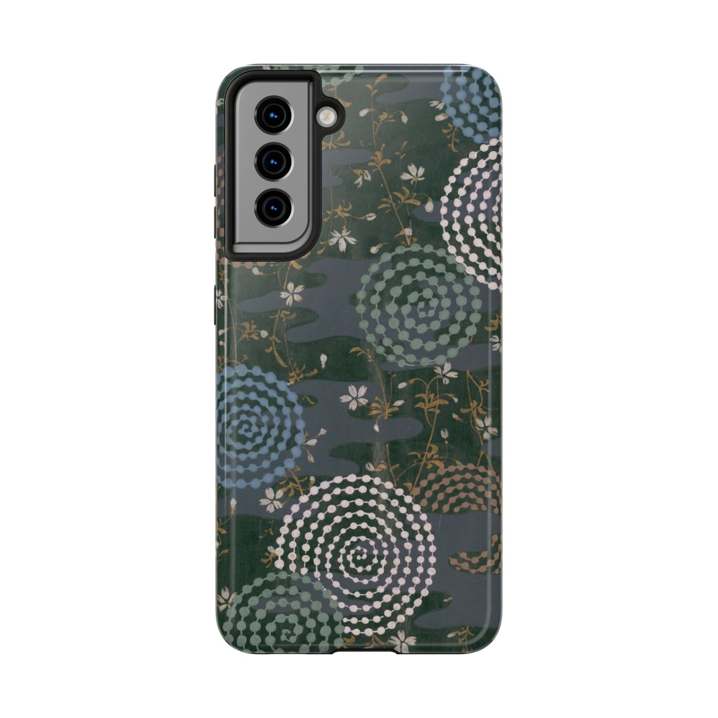 Meiji Era Uzumaki Spiral Phone Case | 1901 Zuan Hyakushu | Tokiwa Green Japanese Art