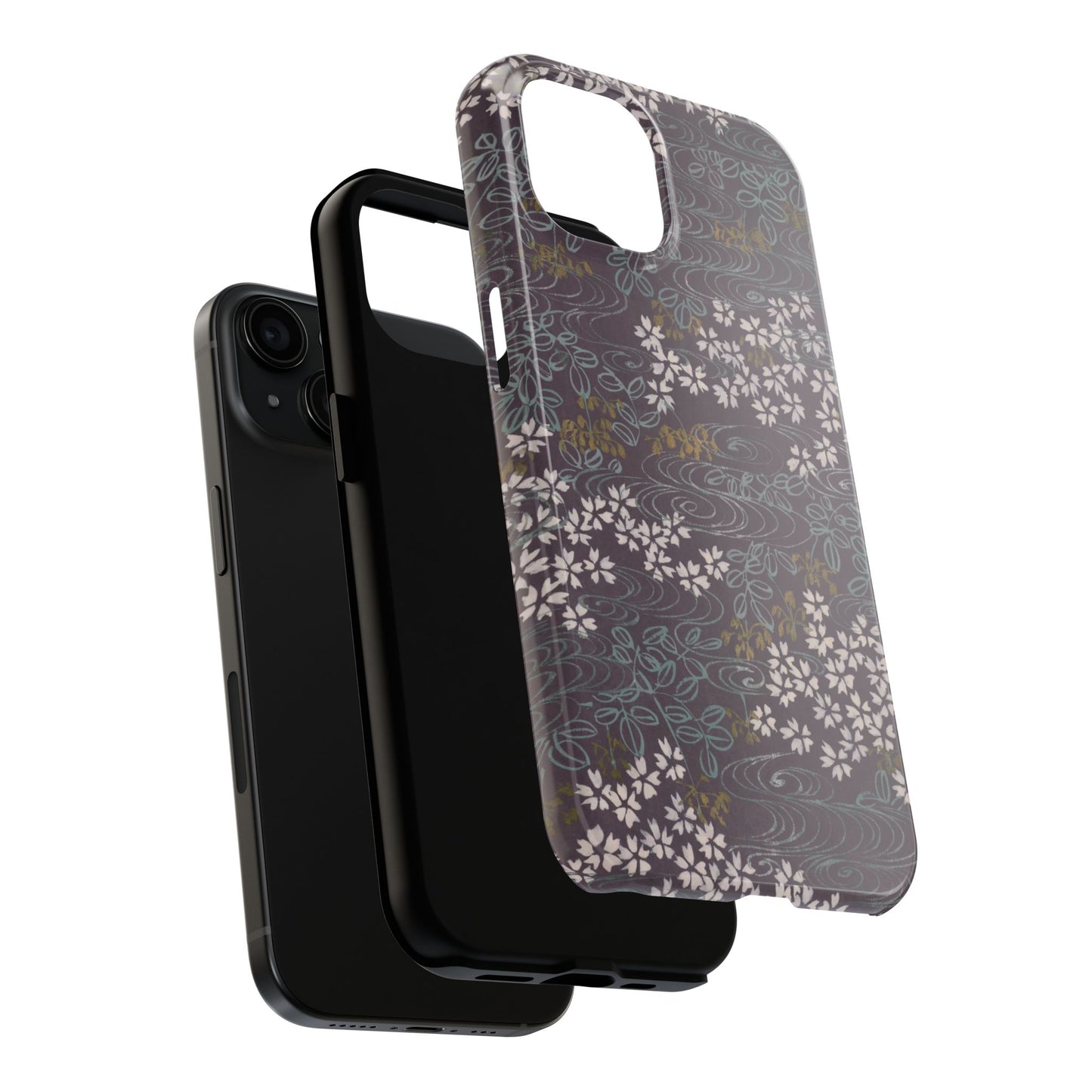 Meiji Era Sakura River Phone Case | 1901 Zuan Hyakushu | Wisteria Purple Japanese Art
