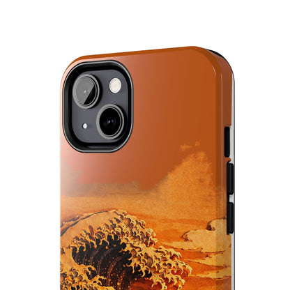 Japanese Great Wave Sunset Phone Case | Hokusai 3D Art Sunset Glow | Edo Era Masterpiece